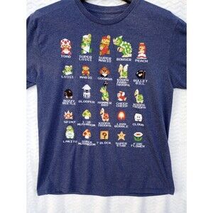 Men's Super Mario Bros tshirt shirt top Luigi Nintendo 2018 medium blue